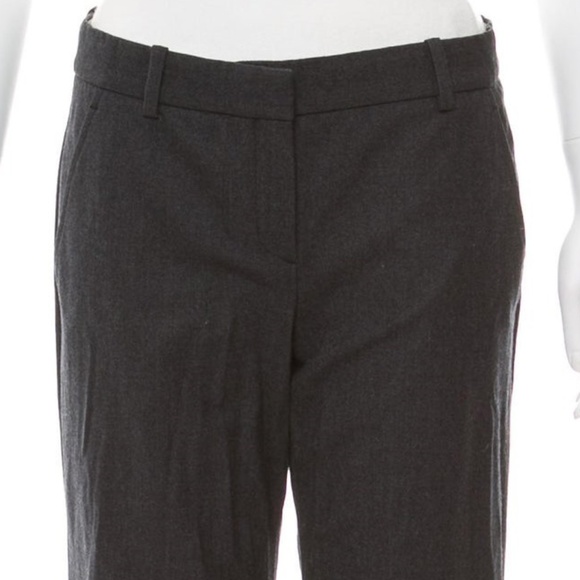 THEORY Charcoal Wool-Blend Mid-Rise Wide-Leg Tailored Dress Pants Size 4 - Picture 5 of 15